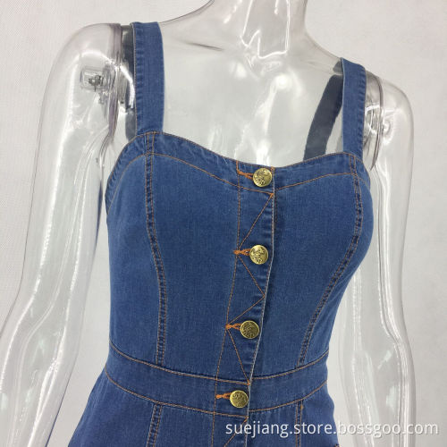 New Types of Women Sleeveless Jean Dresses